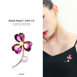 Freshwater Pearl CZ Flower Brooch 925 Silver Wedding Bouquet Accessories