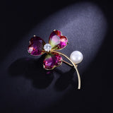 Freshwater Pearl CZ Flower Brooch 925 Silver Wedding Bouquet Accessories