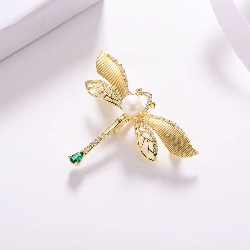 Dragonfly Freshwater Pearl Brooch Pin for Women