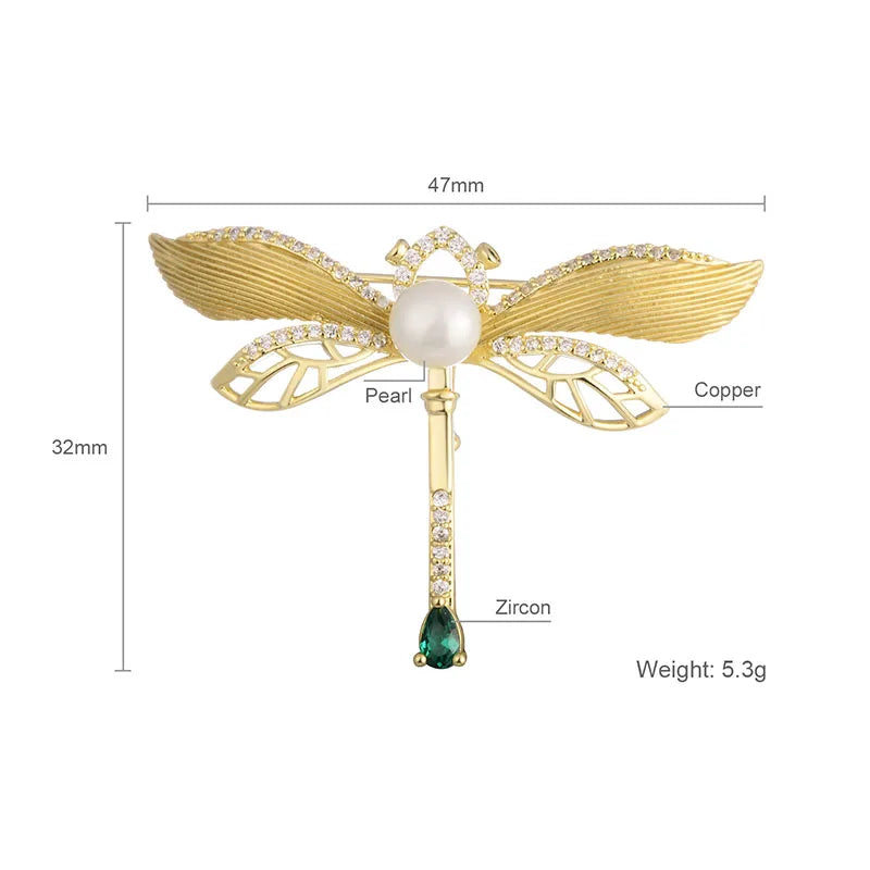 Dragonfly Freshwater Pearl Brooch Pin for Women