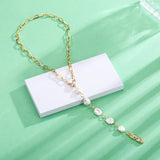 Irregular Natural Freshwater Pearl Pendant Circle Chain Asymmetry Jewelry