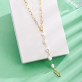 Irregular Natural Freshwater Pearl Pendant Circle Chain Asymmetry Jewelry