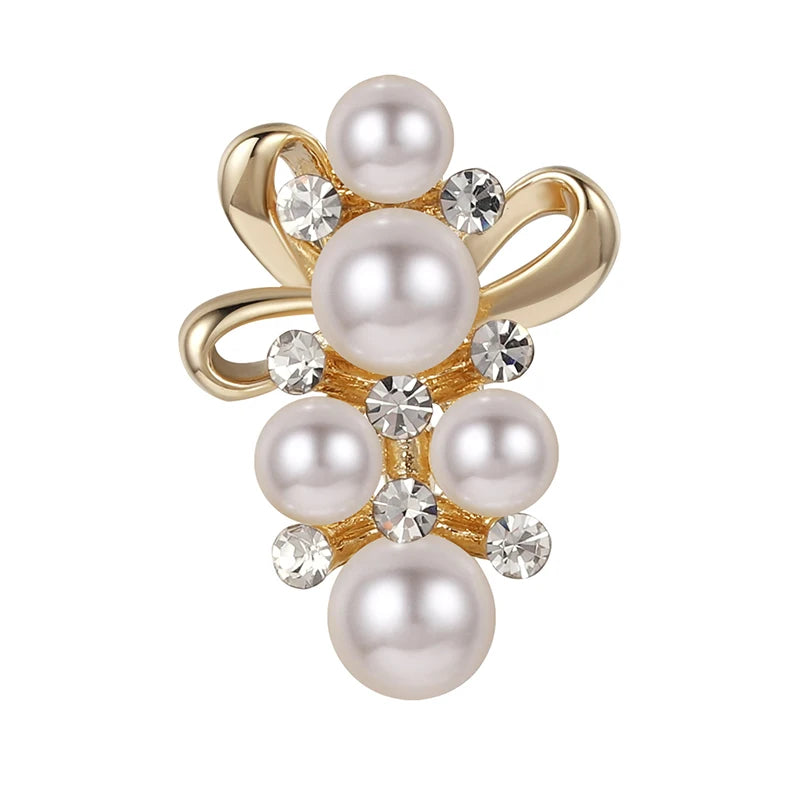 Retro Freshwater Pearl Crystal Brooch Wedding Party Delicate