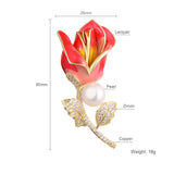 Rose Zircon Copper Pearl Brooch for Women Sweater Bridal Wedding