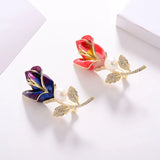 Rose Zircon Copper Pearl Brooch for Women Sweater Bridal Wedding