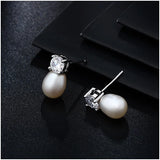 Hongye Freshwater Pearl 925 Silver Stud Earrings Girls' Female Lady's Jewelry