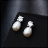 Hongye Freshwater Pearl 925 Silver Stud Earrings Girls' Female Lady's Jewelry