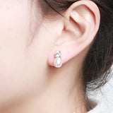 Hongye Freshwater Pearl 925 Silver Stud Earrings Girls' Female Lady's Jewelry