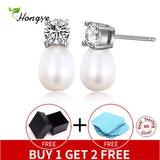Hongye Freshwater Pearl 925 Silver Stud Earrings Girls' Female Lady's Jewelry