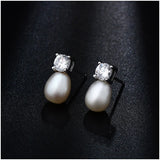 Hongye Freshwater Pearl 925 Silver Stud Earrings Girls' Female Lady's Jewelry