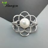 Hollow Out Floral Brooch Pins for Girls Silver 925 Coat Accessories