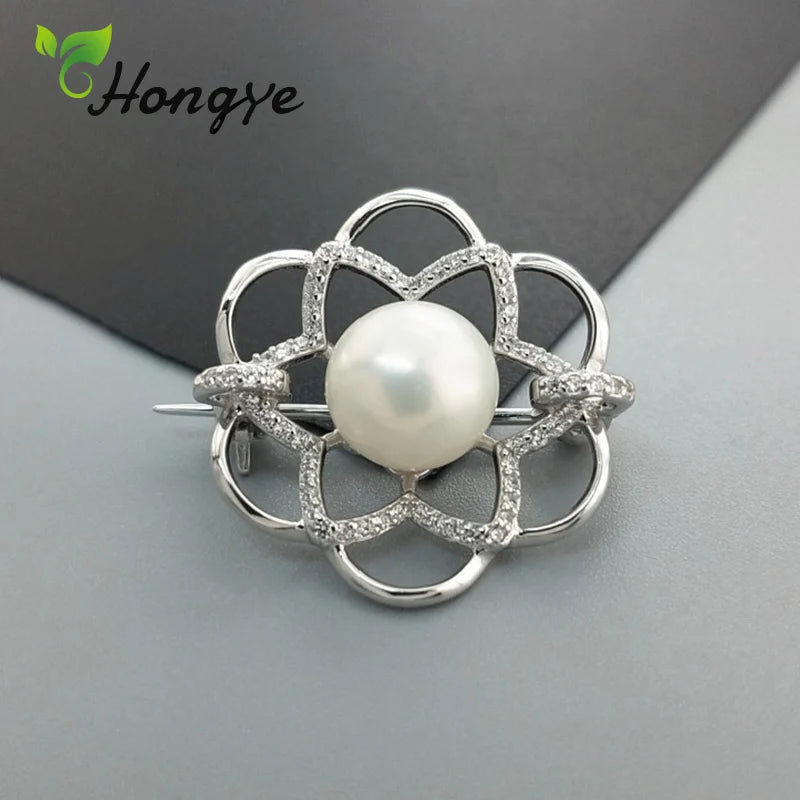 Hollow Out Floral Brooch Pins for Girls Silver 925 Coat Accessories