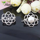 Hollow Out Floral Brooch Pins for Girls Silver 925 Coat Accessories
