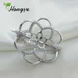 Hollow Out Floral Brooch Pins for Girls Silver 925 Coat Accessories