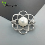 Hollow Out Floral Brooch Pins for Girls Silver 925 Coat Accessories