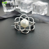 Hollow Out Floral Brooch Pins for Girls Silver 925 Coat Accessories