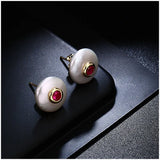 Baroque Sapphire Pearl Earrings 925 Sterling Silver Stud Jewelry