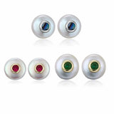 Baroque Sapphire Pearl Earrings 925 Sterling Silver Stud Jewelry