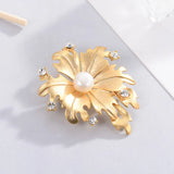 Mid Century Leaf Motif Brooch Natural Freshwater Pearl Pin