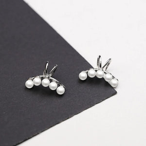 Moon Shape Pearl Clip Earrings 925 Sterling Silver Fine Jewelry