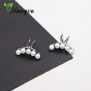 Moon Shape Pearl Clip Earrings 925 Sterling Silver Fine Jewelry