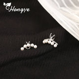 Moon Shape Pearl Clip Earrings 925 Sterling Silver Fine Jewelry
