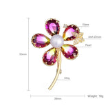 Vintage Flower Pearl Brooch 925 Silver CZ Jewelry