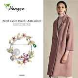Freshwater Pearls Brooch CZ Garland Pins Vintage Style Fine Jewelry