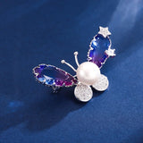 Natural Pearl Zircon Silver Brooch Wedding Jewelry