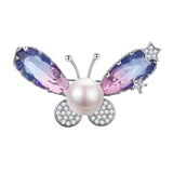 Natural Pearl Zircon Silver Brooch Wedding Jewelry