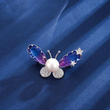 Natural Pearl Zircon Silver Brooch Wedding Jewelry