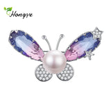 Natural Pearl Zircon Silver Brooch Wedding Jewelry