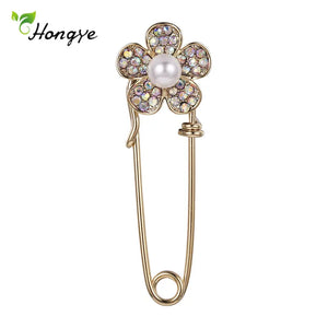 Pearl Flower Brooch Zircon Coat Pin Wedding Jewelry Gift