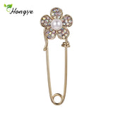 Pearl Flower Brooch Zircon Coat Pin Wedding Jewelry Gift