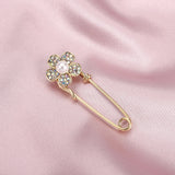 Pearl Flower Brooch Zircon Coat Pin Wedding Jewelry Gift