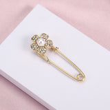 Pearl Flower Brooch Zircon Coat Pin Wedding Jewelry Gift