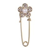 Pearl Flower Brooch Zircon Coat Pin Wedding Jewelry Gift