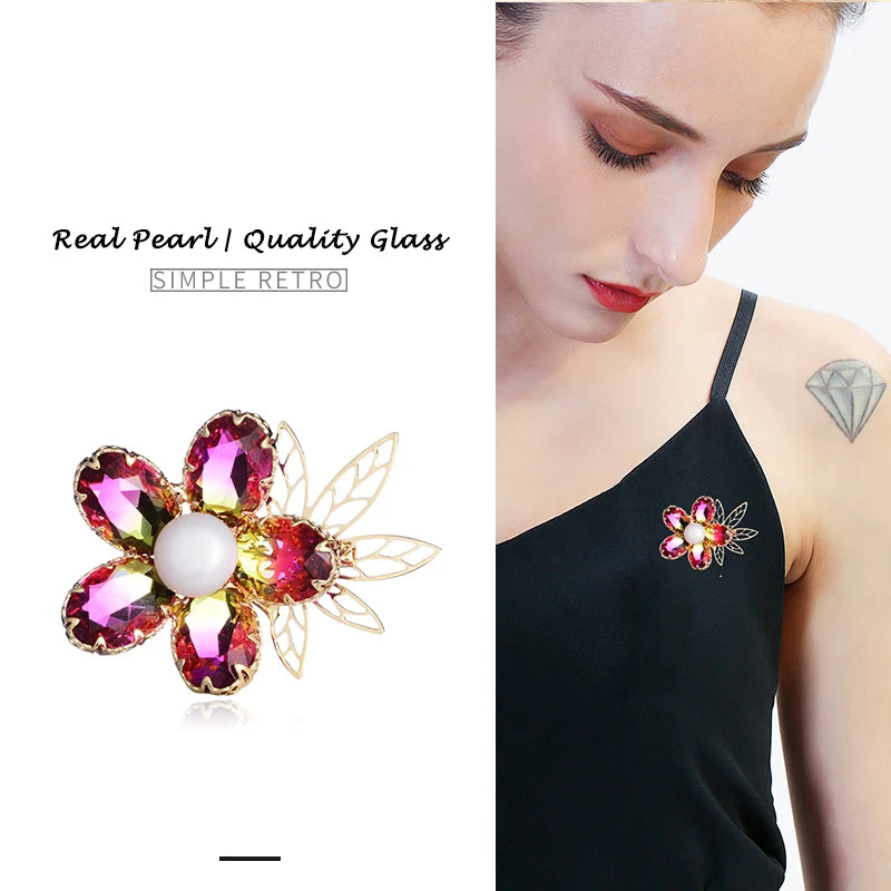 Freshwater Pearl Flower Brooch for Women Sweater Pin Bouquet Wedding Accessory