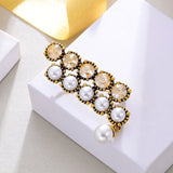 Vintage Irregular Pearls Brooches Crystal Metal Dress Pins
