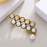 Vintage Irregular Pearls Brooches Crystal Metal Dress Pins