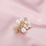 Retro Bouquet Pearl Crystal Brooches Pins Women Sweater Bridal Wedding Jewelry