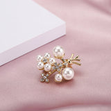 Retro Bouquet Pearl Crystal Brooches Pins Women Sweater Bridal Wedding Jewelry