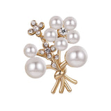 Retro Bouquet Pearl Crystal Brooches Pins Women Sweater Bridal Wedding Jewelry