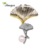 Irregular Floral Pearl Brooch Zircon Jewelry Gift