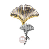 Irregular Floral Pearl Brooch Zircon Jewelry Gift