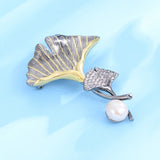 Irregular Floral Pearl Brooch Zircon Jewelry Gift