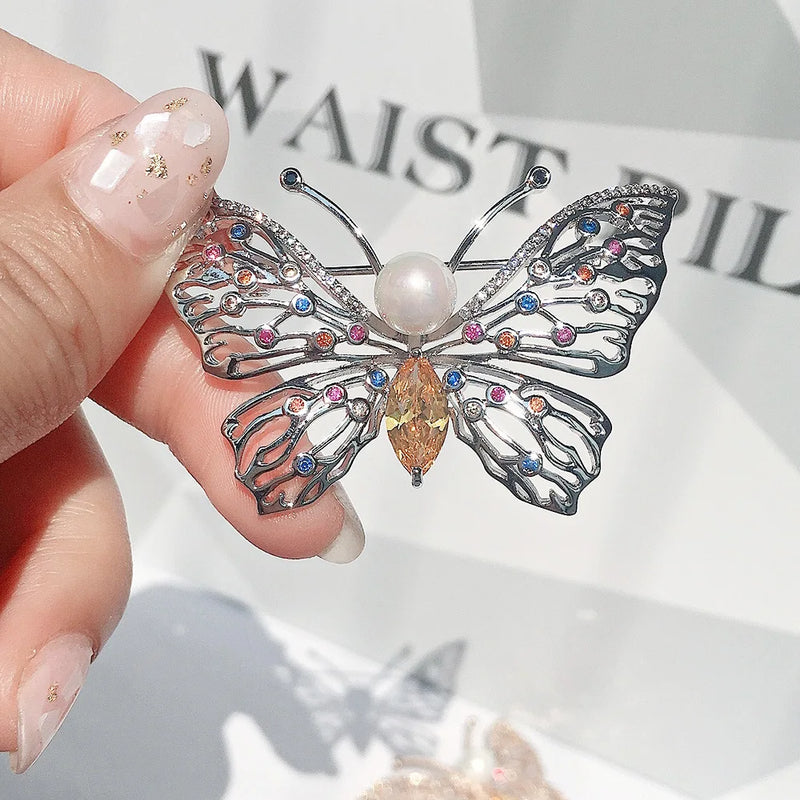 Butterfly Shell Pearl Brooch for Women Wedding Bridal Party Bouquet