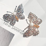 Butterfly Shell Pearl Brooch for Women Wedding Bridal Party Bouquet
