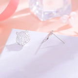 925 Silver Tiger Stud Earrings for Women Girls Party Engagement