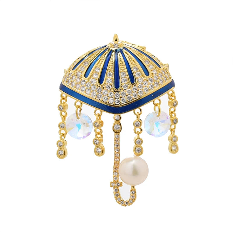 Enamel Freshwater Pearl Brooch Pin for Women Scarf Accessories